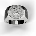 White gold Rolex style diamond ring, front view