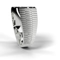 White gold Rolex style diamond ring, side view
