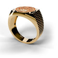 Yellow gold Rolex style diamond ring, angle view