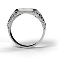 Men's signet nugget ring in 14K white gold, side profile