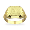 Men's signet nugget ring in 14K yellow gold, angled view