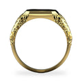 Men's signet nugget ring in 14K yellow gold, side profile