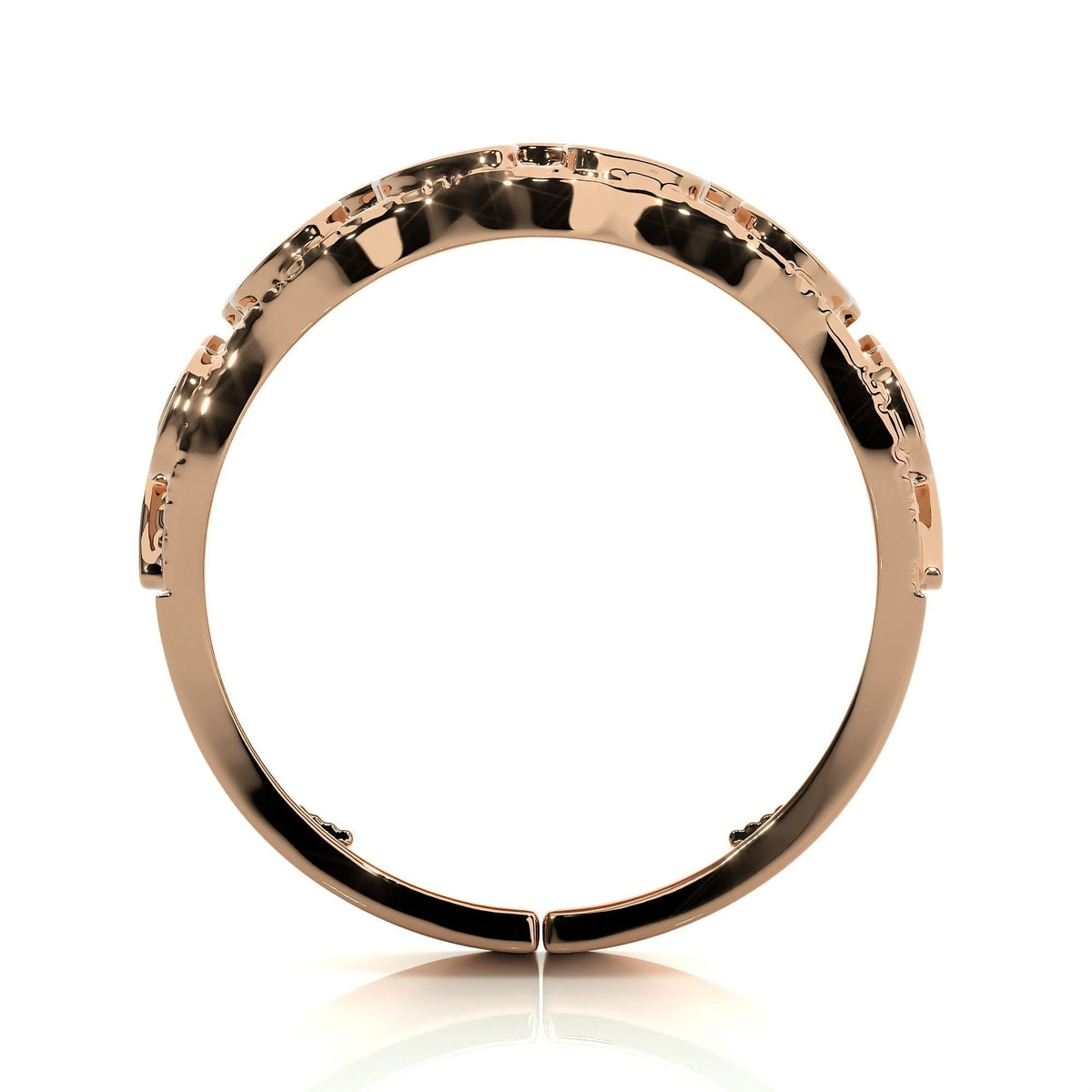 Gold nugget ring in rose gold, end view