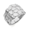 Gold nugget ring in white gold, angled view