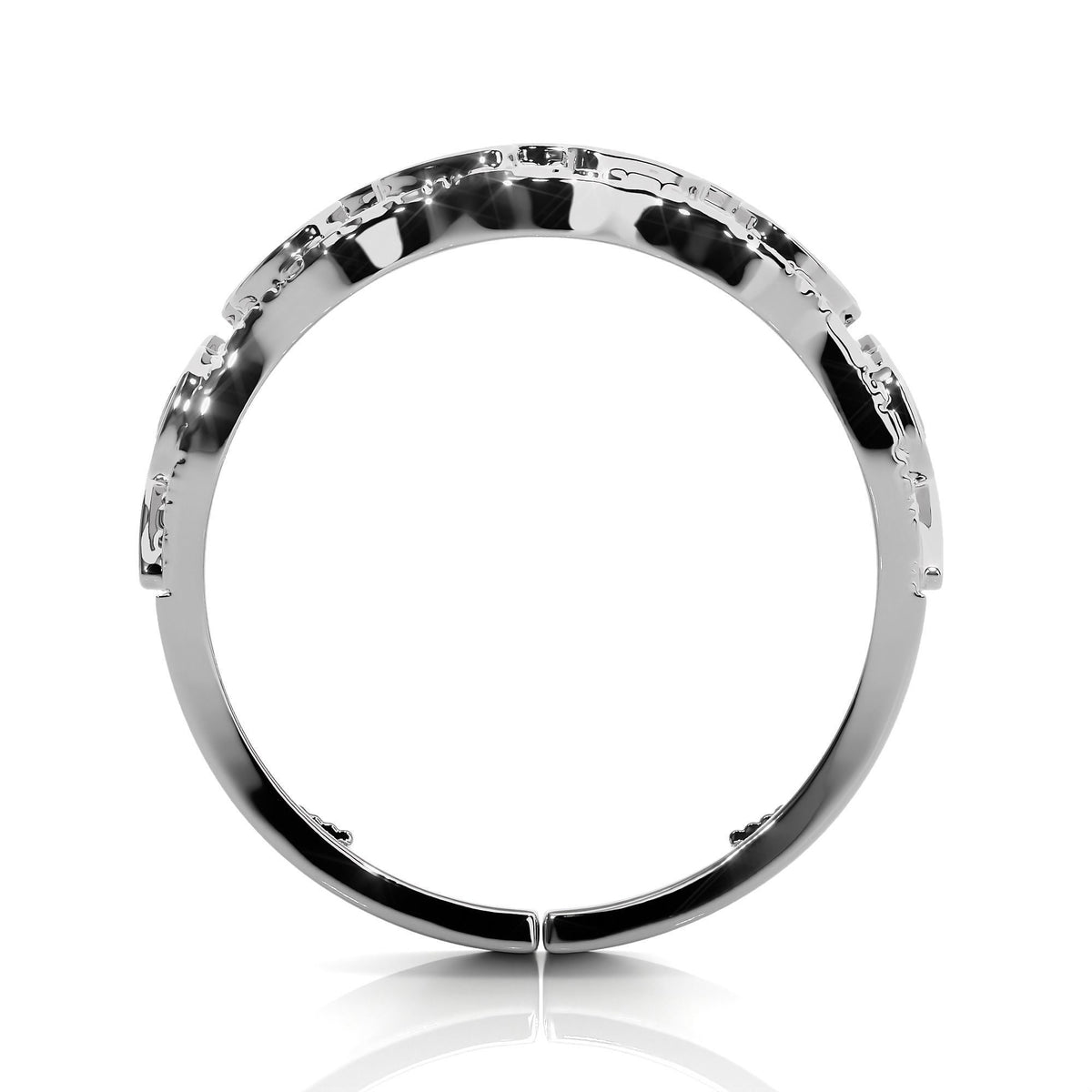 Gold nugget ring in white gold, end view