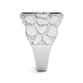 Gold nugget ring in white gold, side view