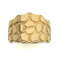 Gold nugget ring in yellow gold, top view