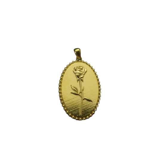 14k gold rose flower pendant