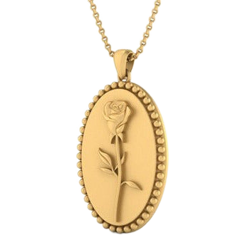14k gold rose flower pendant