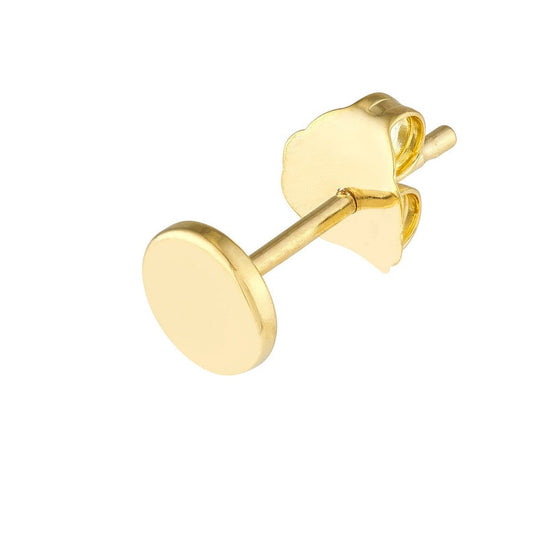 14k Gold Round Flat Stud Earrings