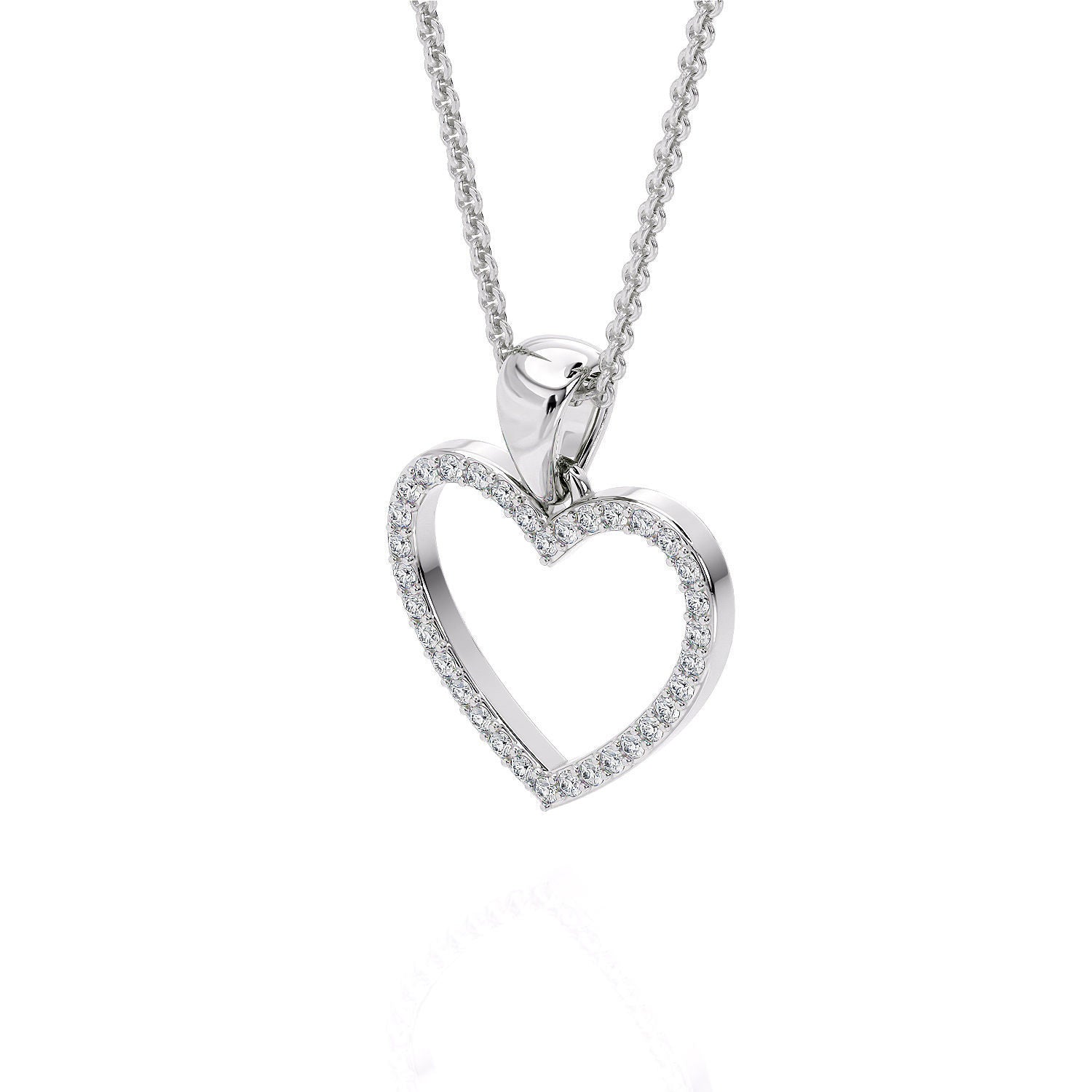 14k Diamond Heart Pendant Necklace