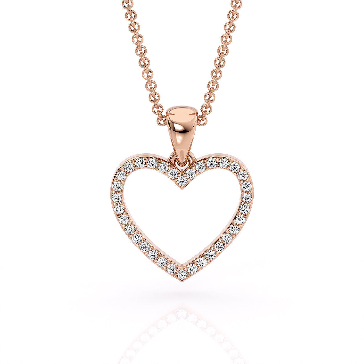 14k Diamond Heart Pendant Necklace