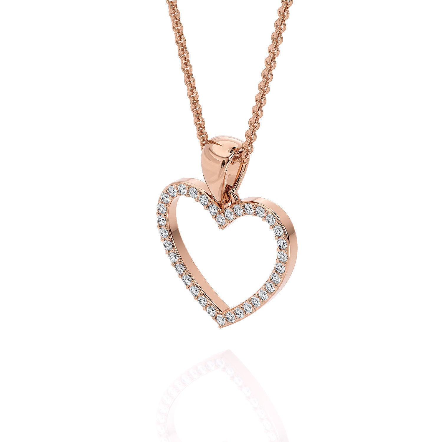 14k Diamond Heart Pendant Necklace