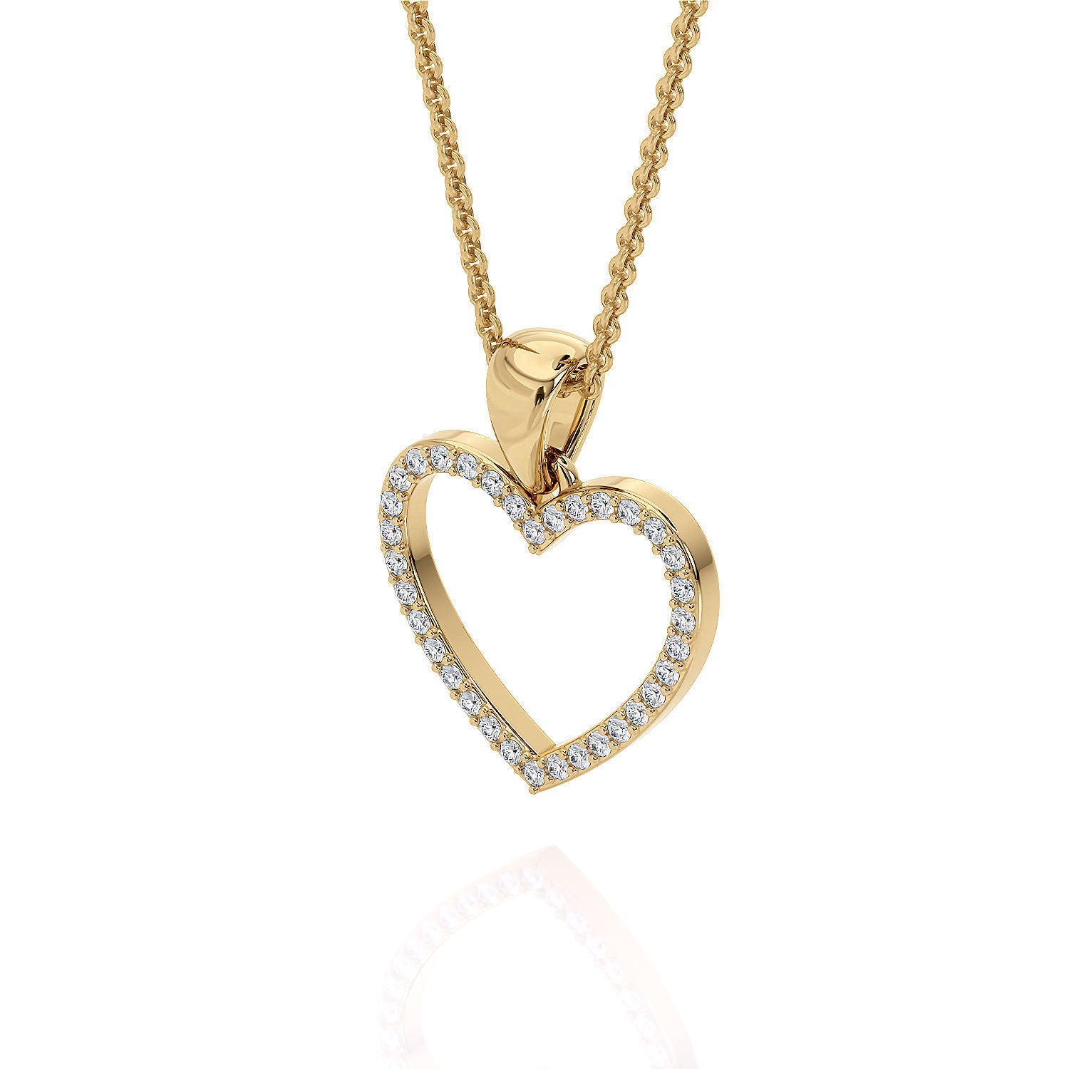 14k Diamond Heart Pendant Necklace