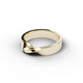 Men's Mobius wedding ring in 18k yellow gold, angled view