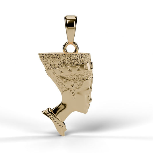 Yellow gold Nefertiti pendant profile view