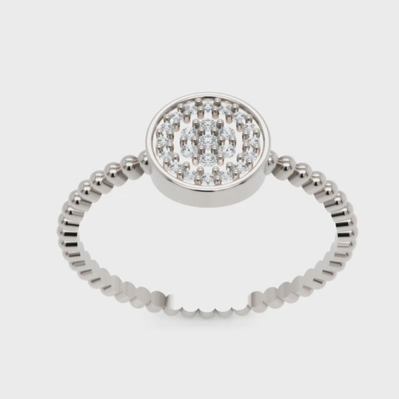 Women's Pavé Diamond Disc Beaded Ring