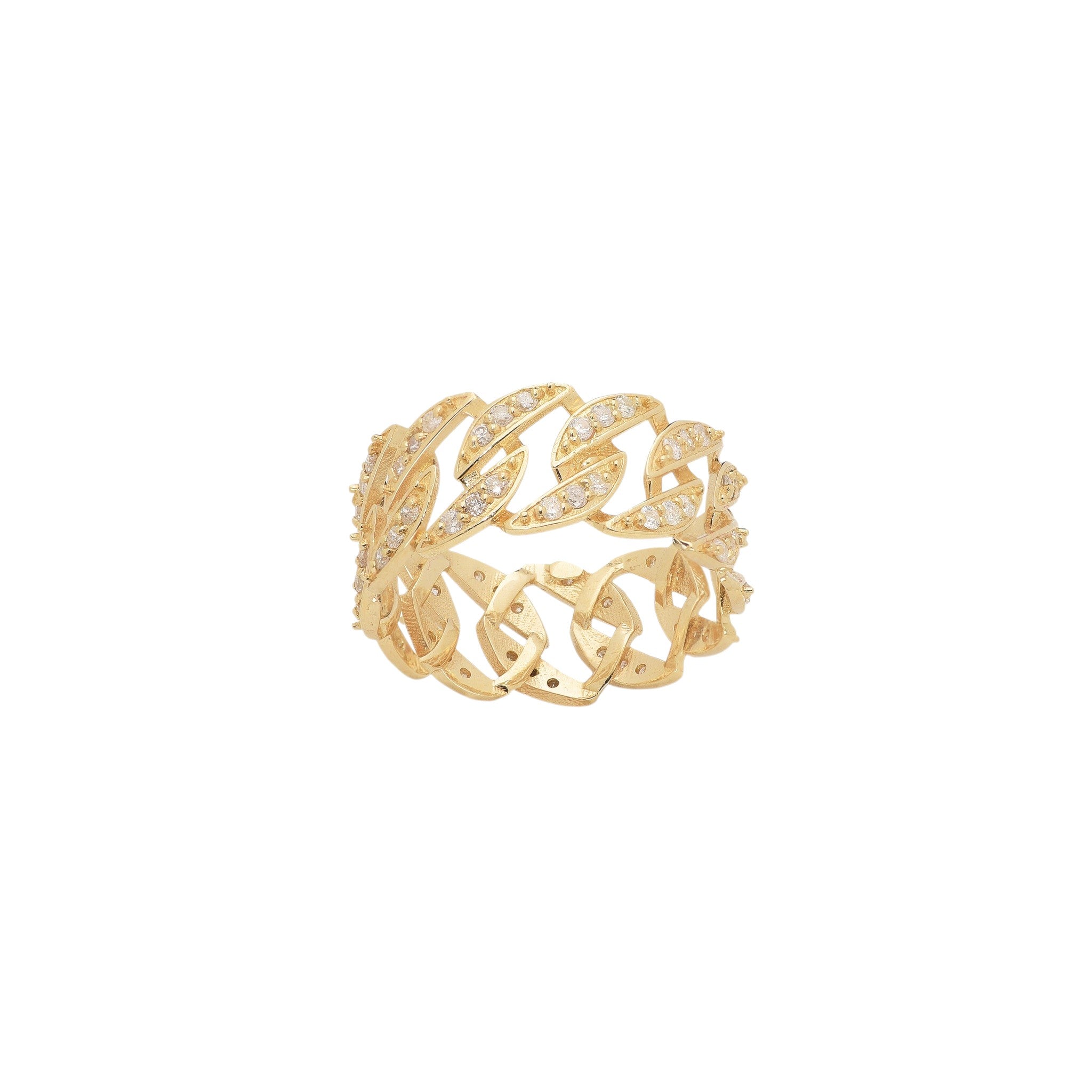 14k Diamond Cuban Link Ring