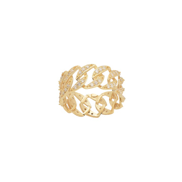 14k Diamond Cuban Link Ring