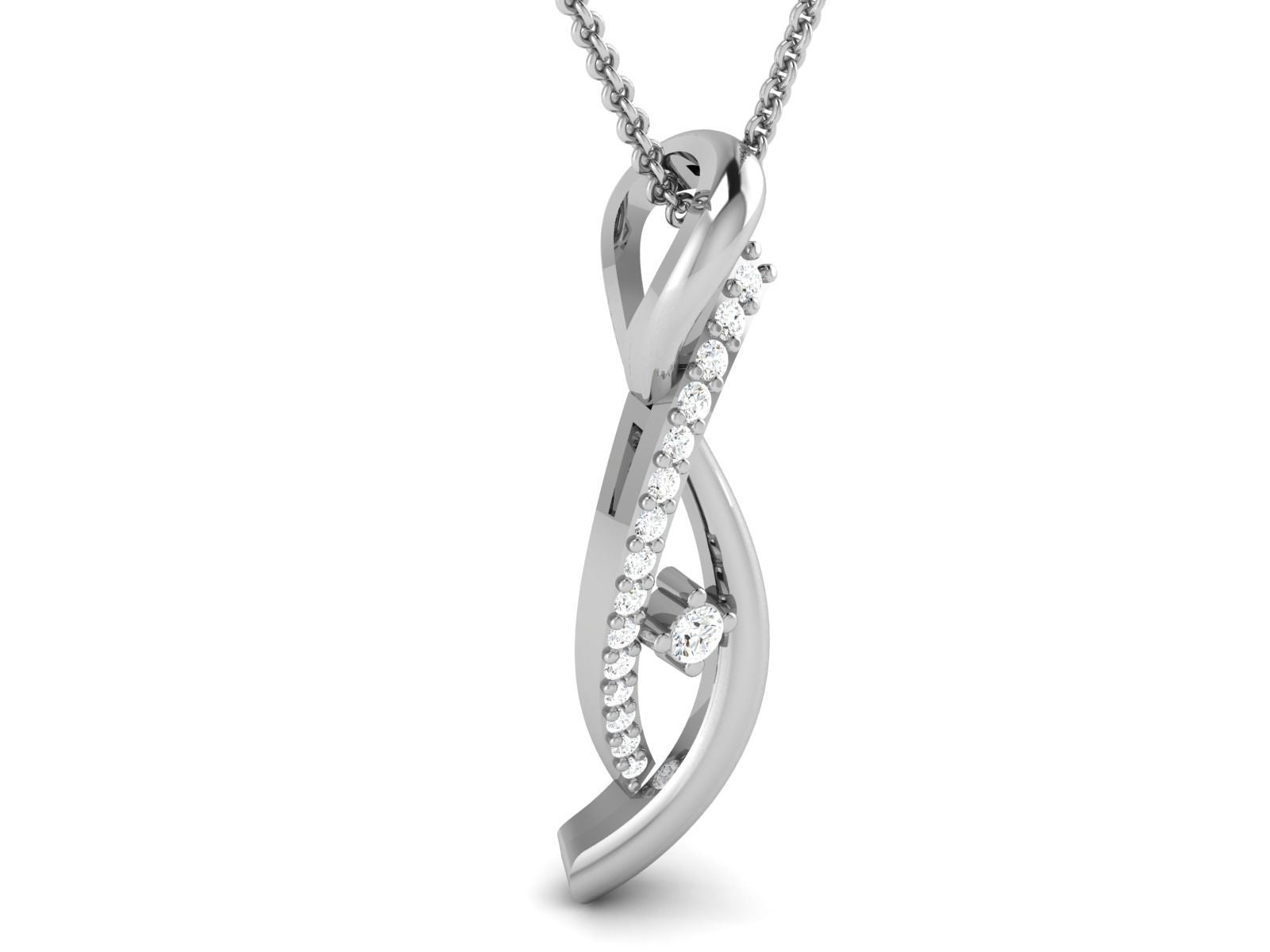 Womens Diamond Twist Pendant Necklace