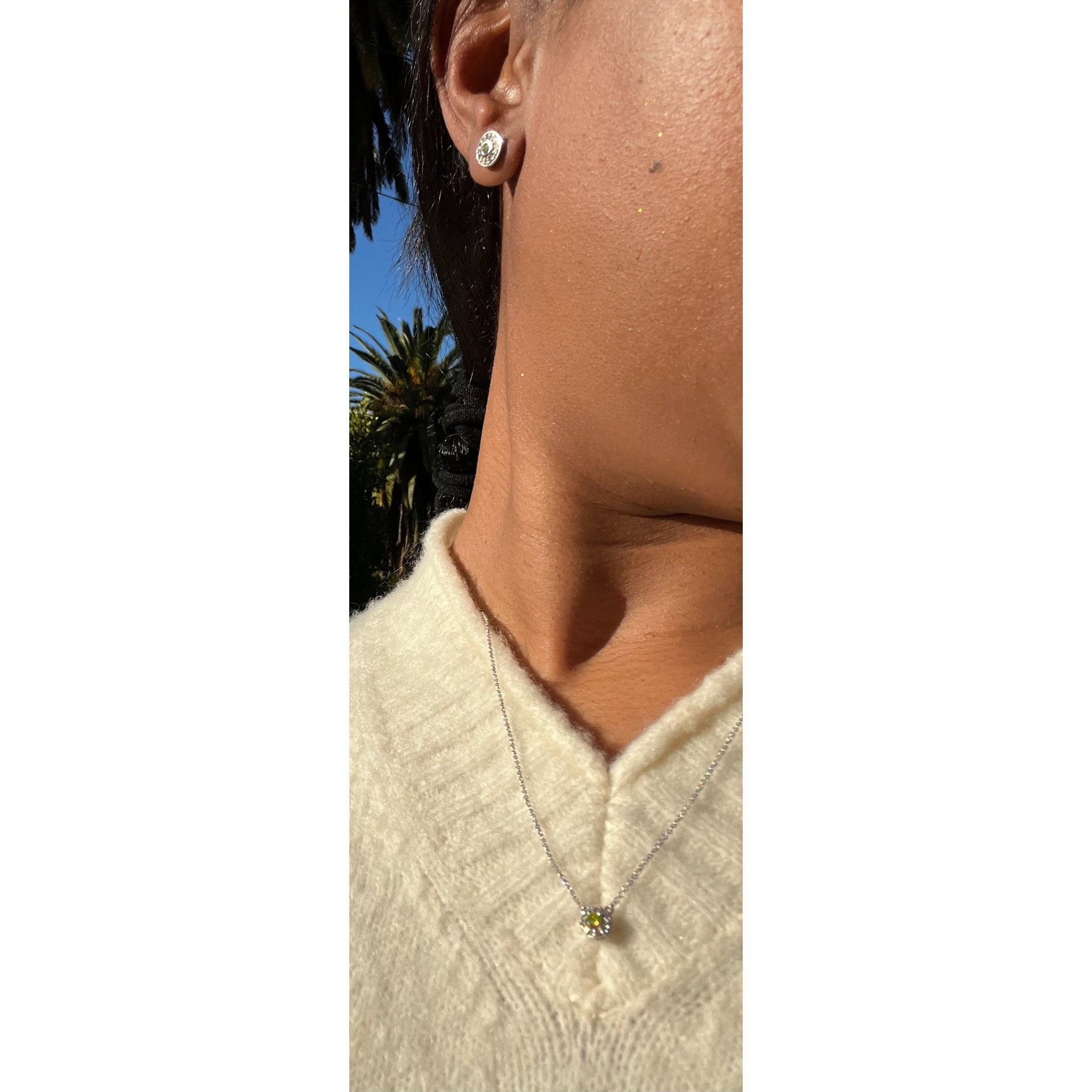 14k Gold Diamond Halo Pendant & Earring Set