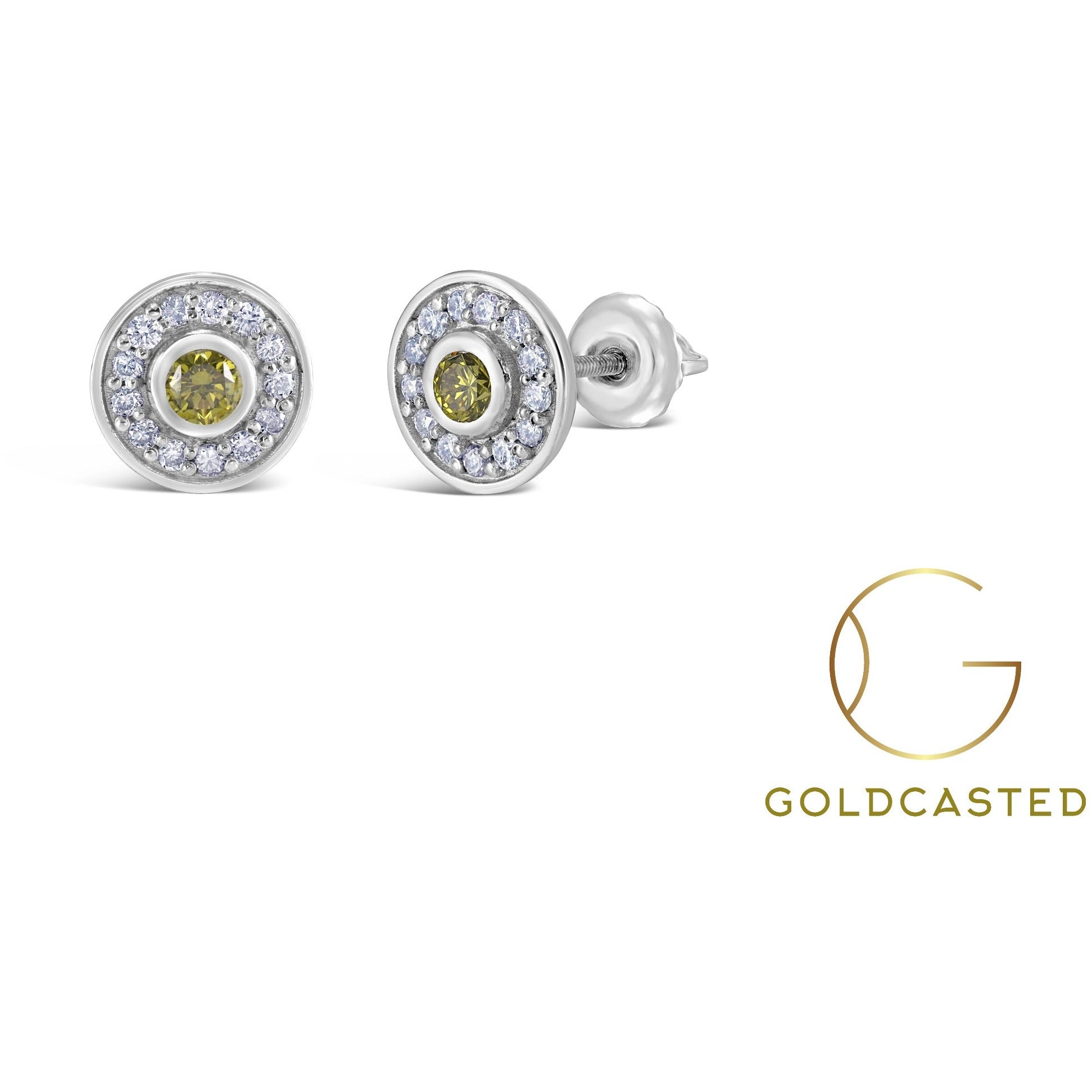 14k Gold Diamond Halo Pendant & Earring Set
