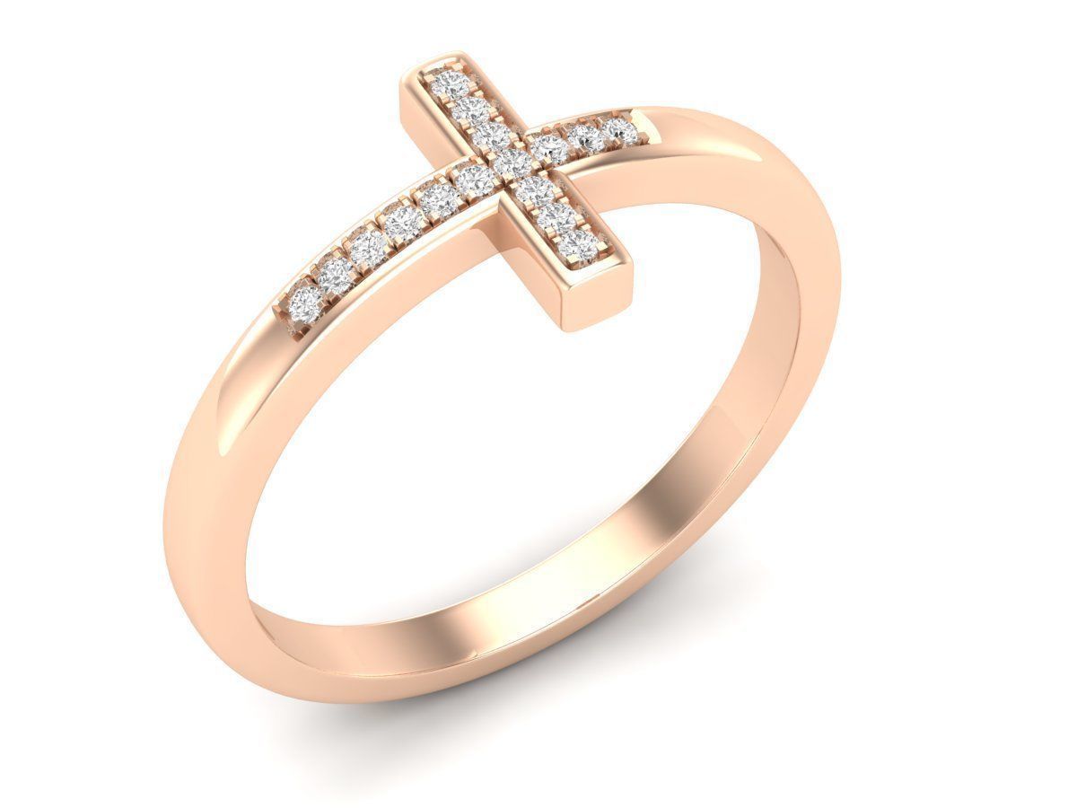 14k Sideways Cross Ring