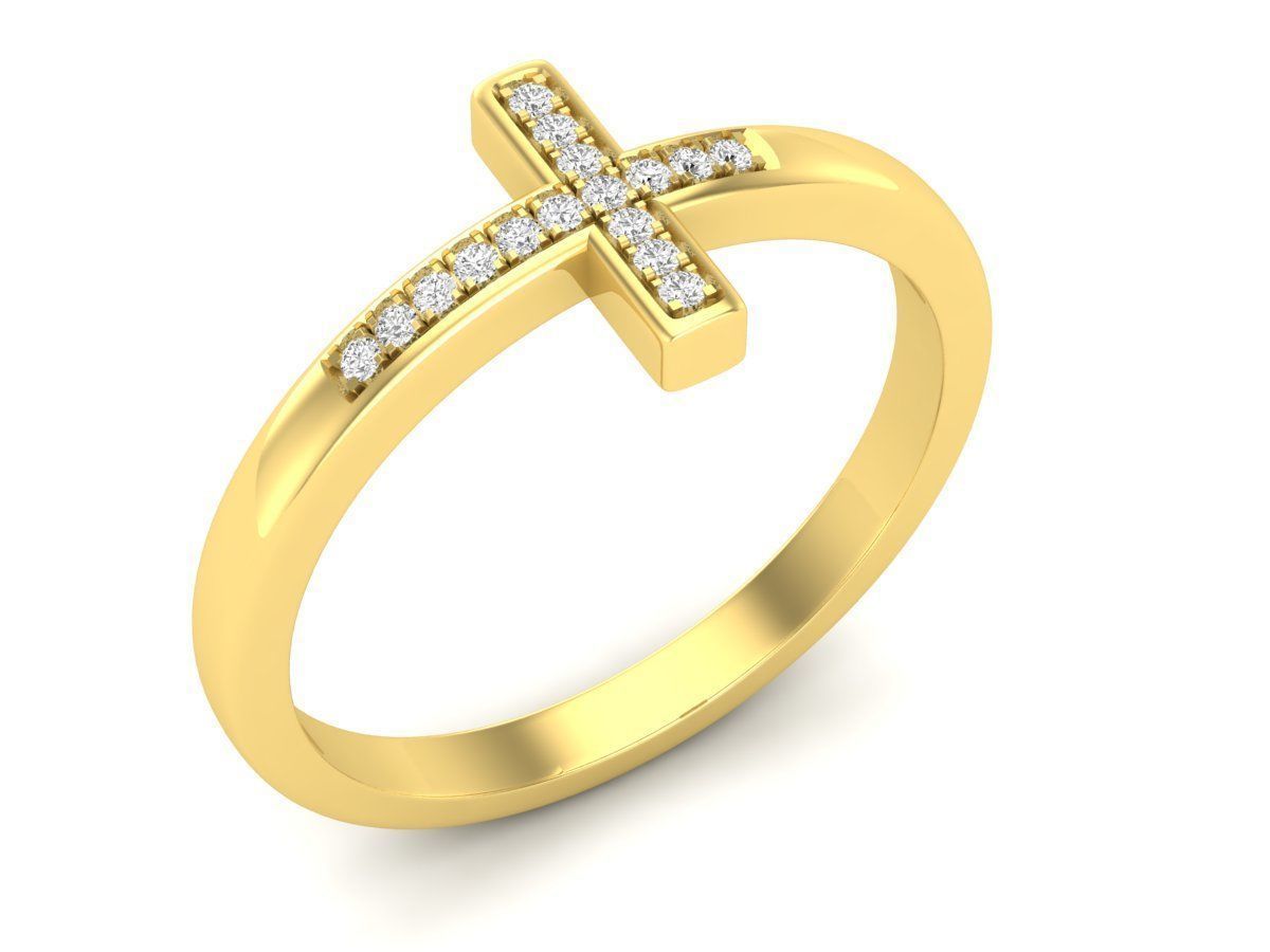 14k Sideways Cross Ring