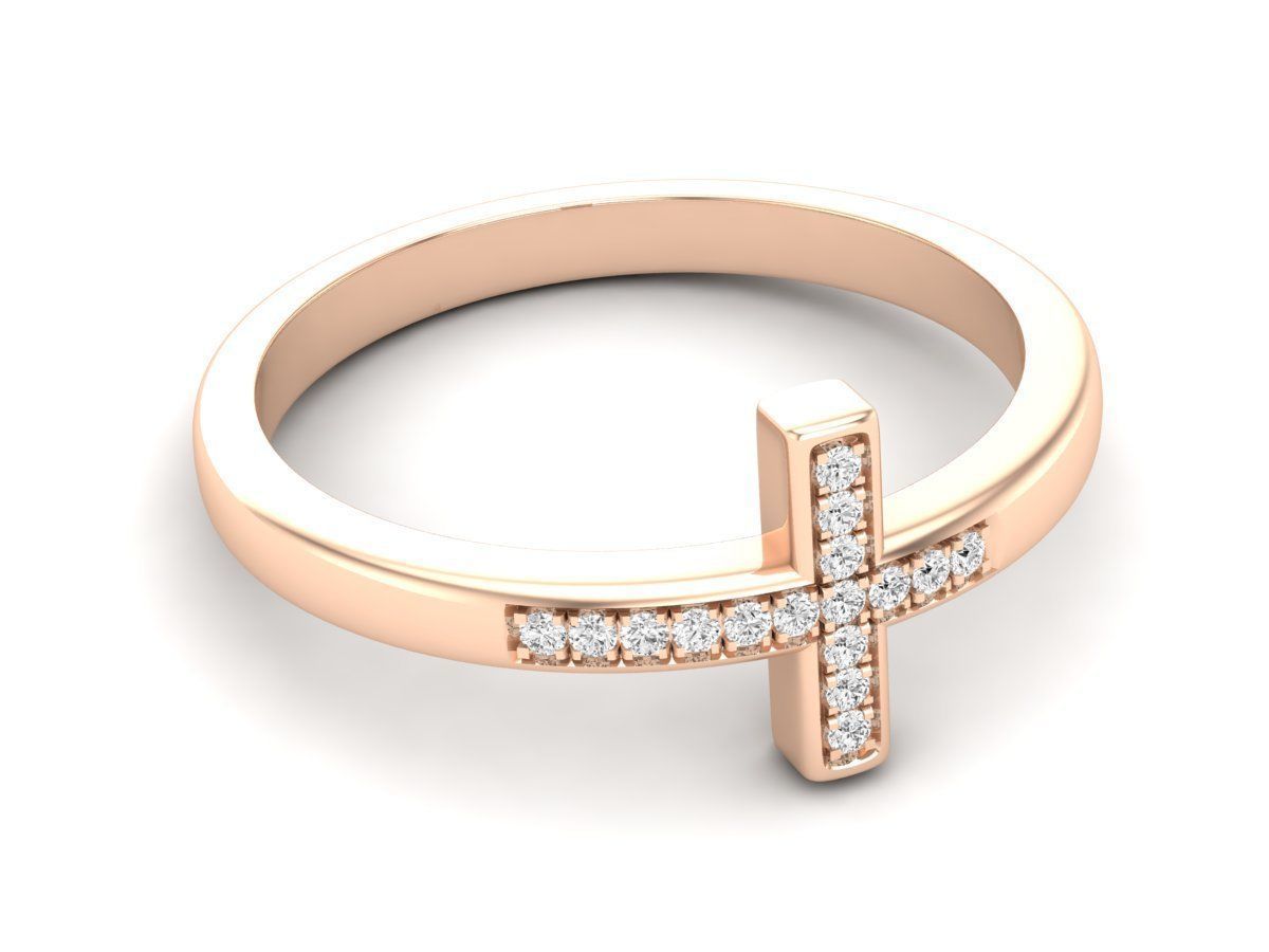14k Sideways Cross Ring
