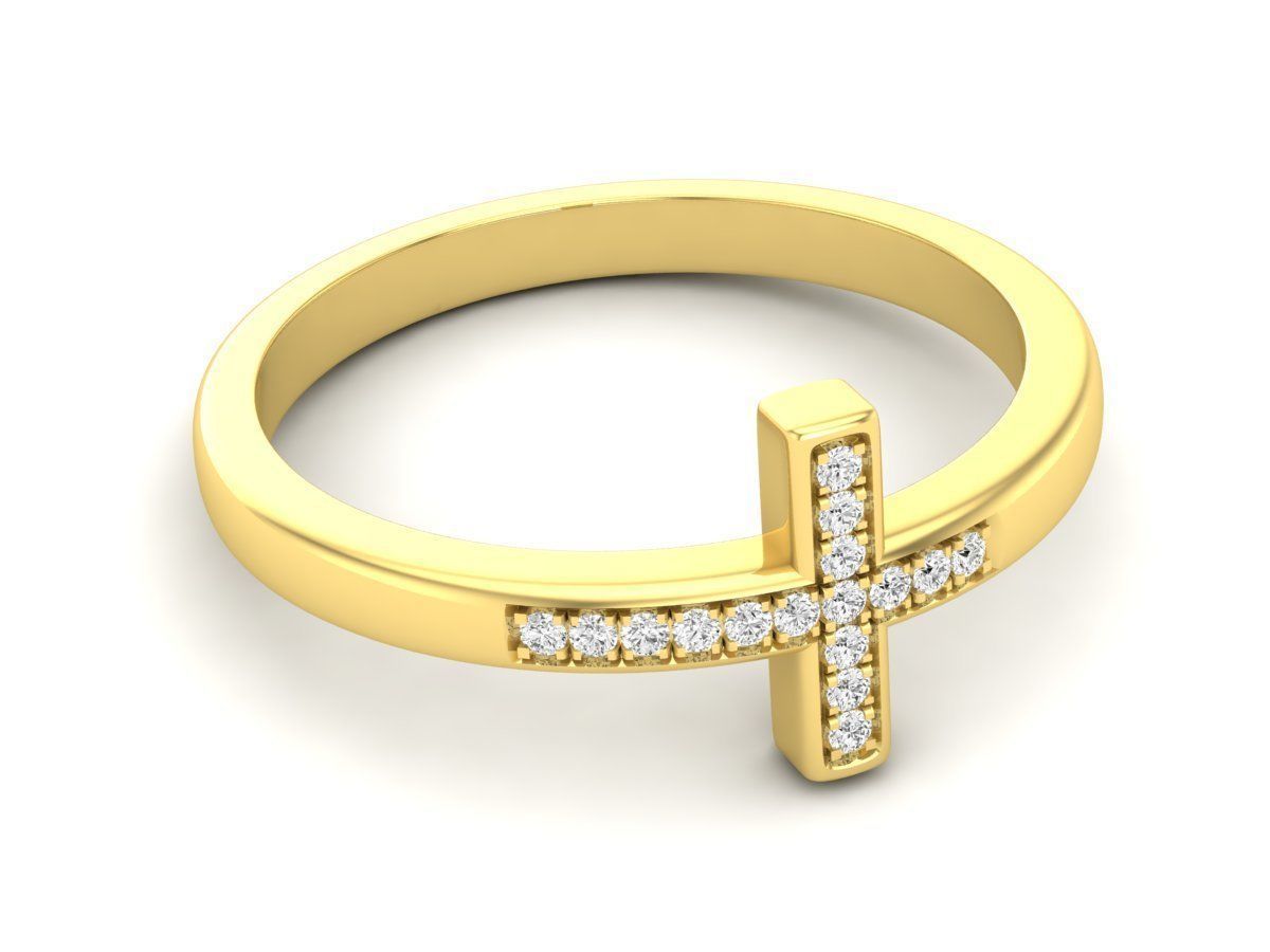 14k Sideways Cross Ring