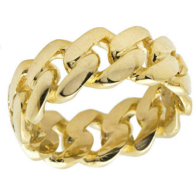 14K Yellow Gold Cuban Link Design Wedding Band