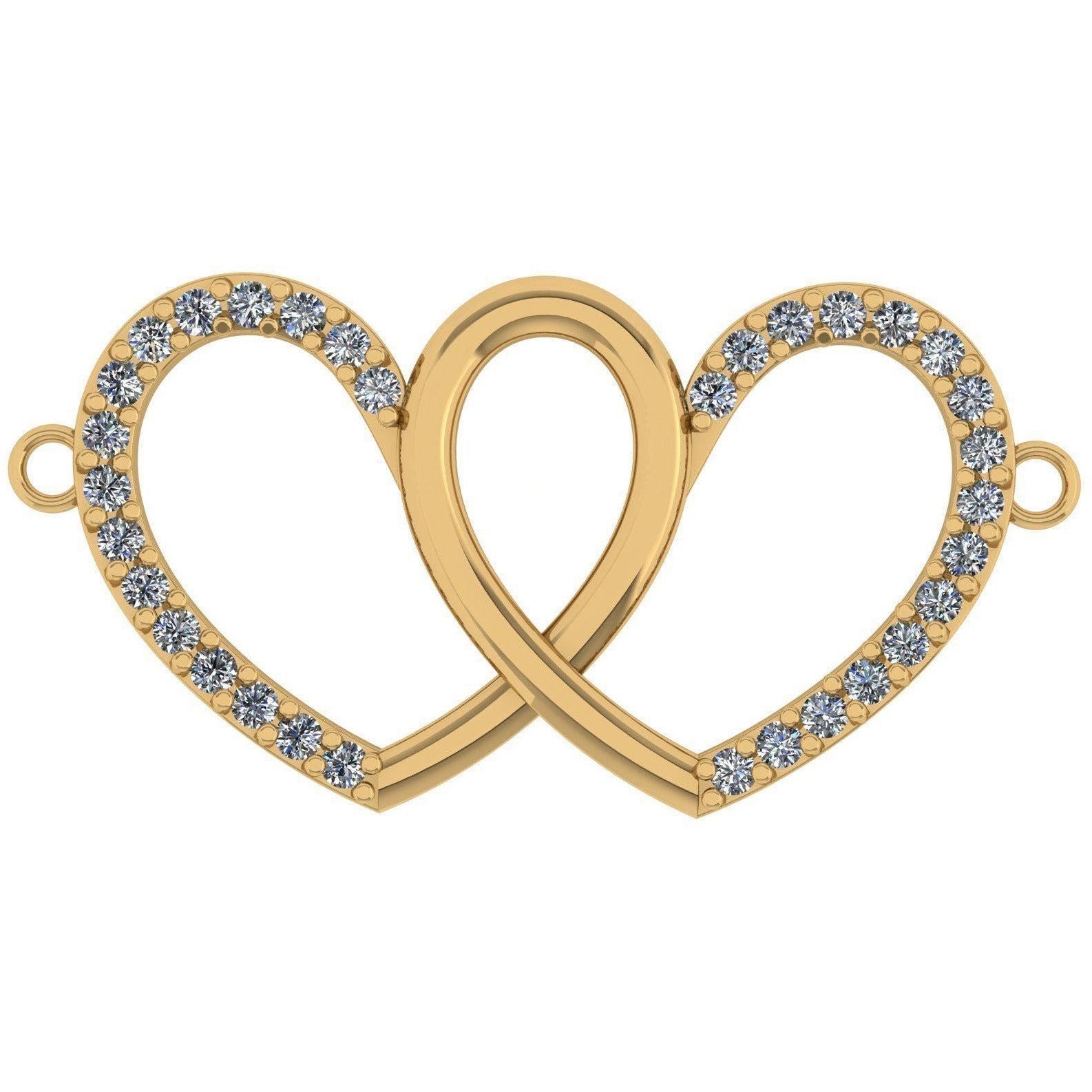 14k Double Heart Charm Necklace