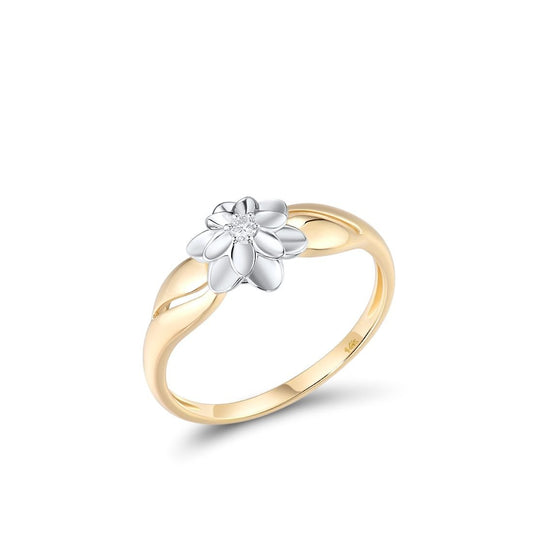 Two-Tone Elegant Flower Gold Ring